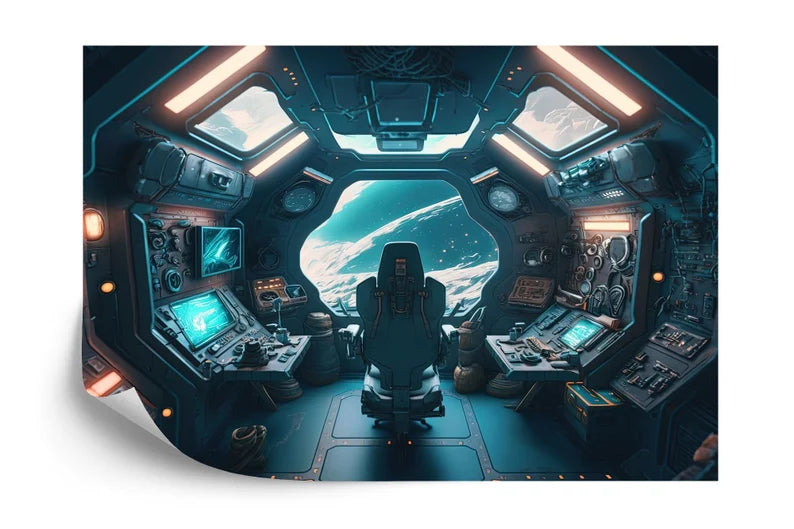 Spaceship Window View Wall Mural Kids Room Wallpaper