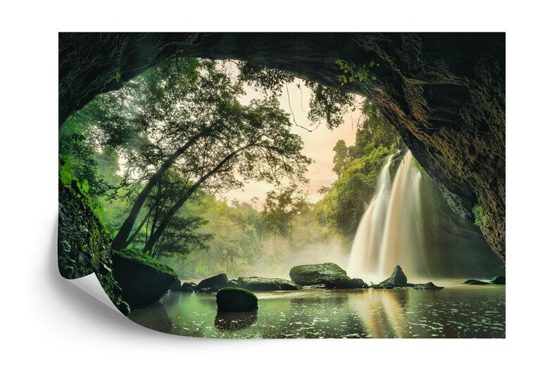 Tropical Waterfall Mural, Khao Yai Forest Art Print