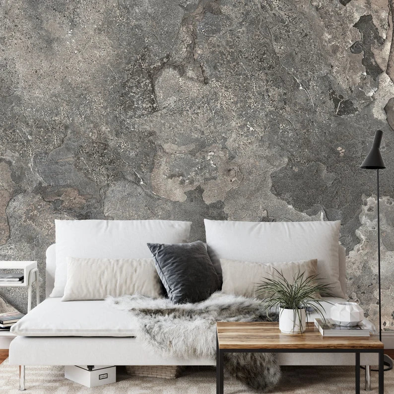Cement Stone Wall Mural, Modern Home Decor
