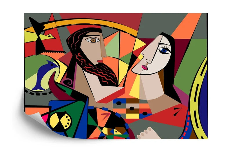 Colorful Abstract Cubism Portrait Wallpaper Mural