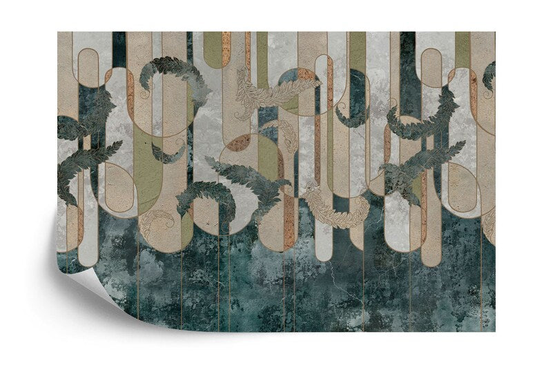 Art Deco Feather Wallpaper Mural, Neutral Colors