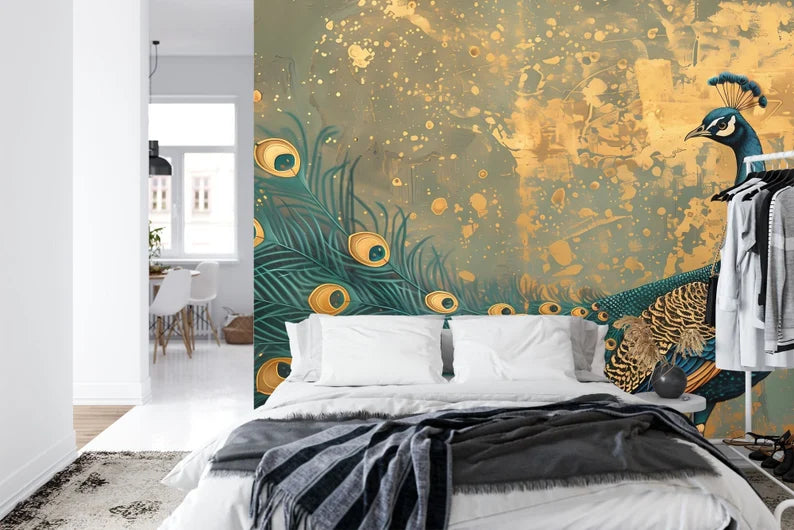 Vintage Chinoiserie Peacock Wallpaper Mural