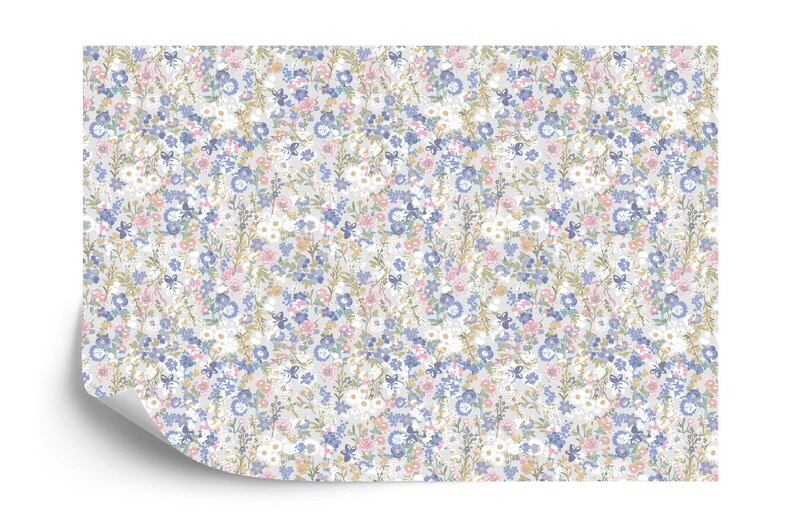 Wildflower Botanical Mural, Boho Floral Wallpaper Gift