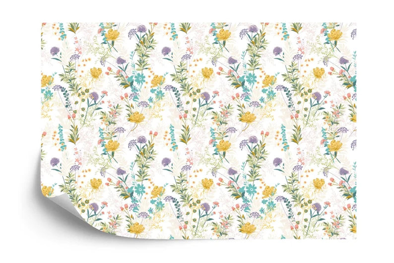 Wildflower Mural, Botanical Floral Pattern Art Print