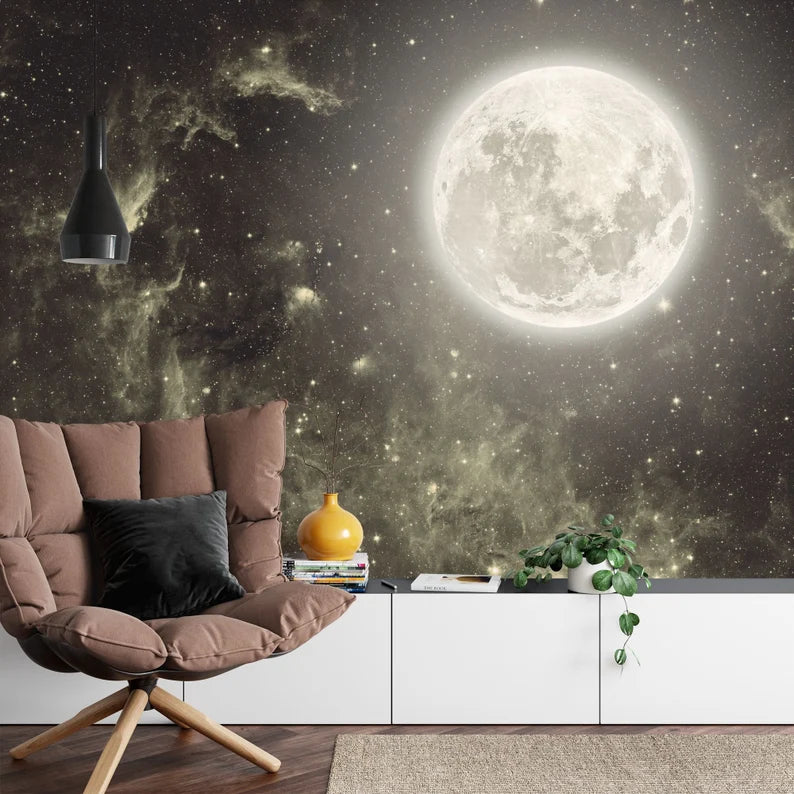 Night Sky Moon Stars Wallpaper Mural