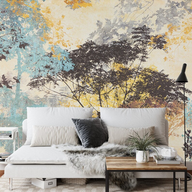 Forest Silhouette Wallpaper Mural Art Print