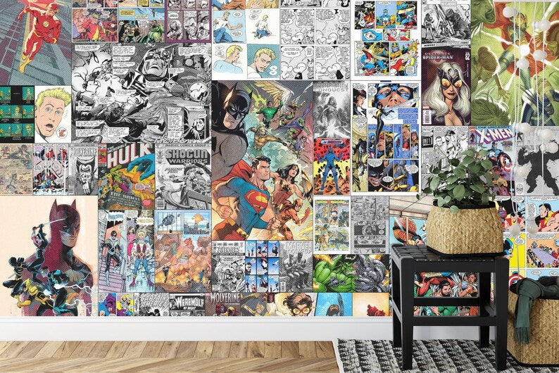 Vintage Comic Book Collage Wallpaper Mural