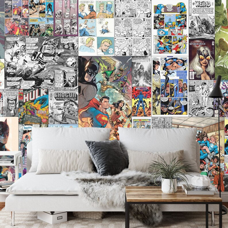 Vintage Comic Book Collage Wallpaper Mural