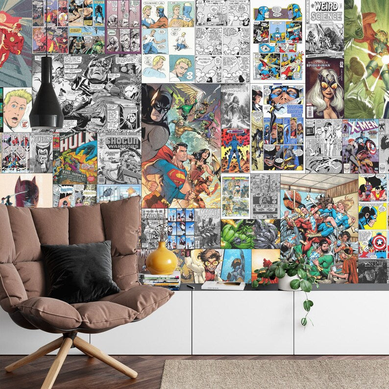 Vintage Comic Book Collage Wallpaper Mural
