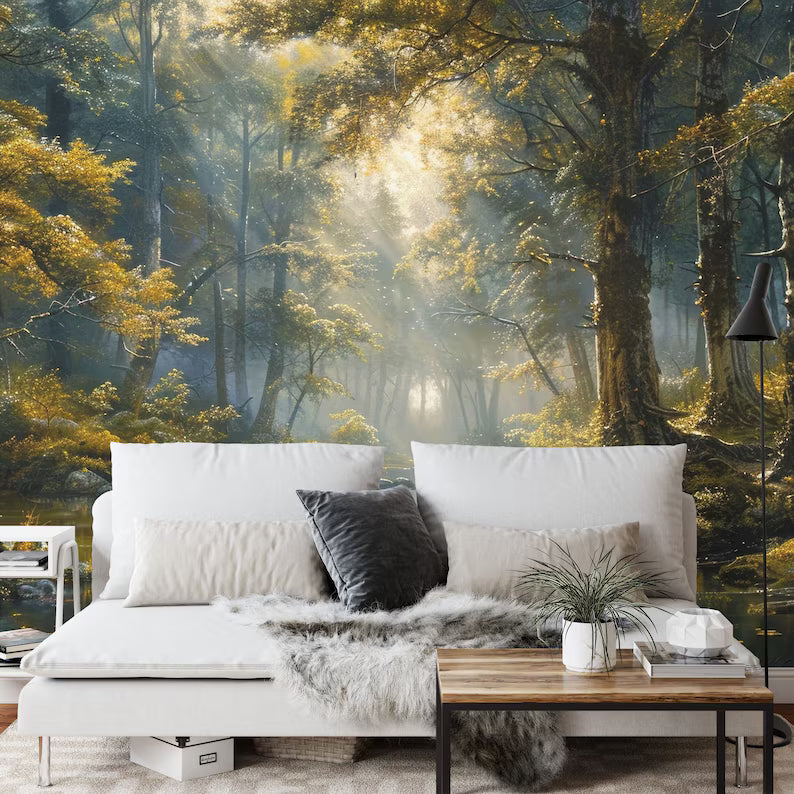 Enchanted Forest Wallpaper Mural, Tranquil Art Print