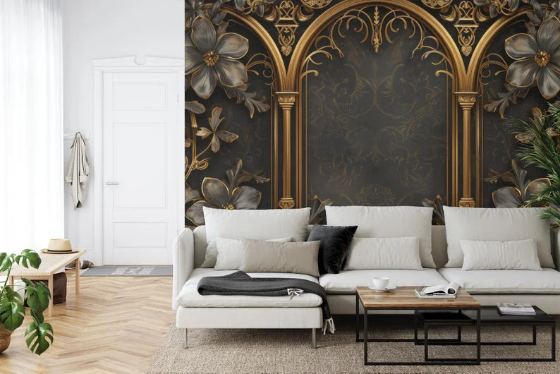 Gothic Floral Wallpaper Mural Art Print