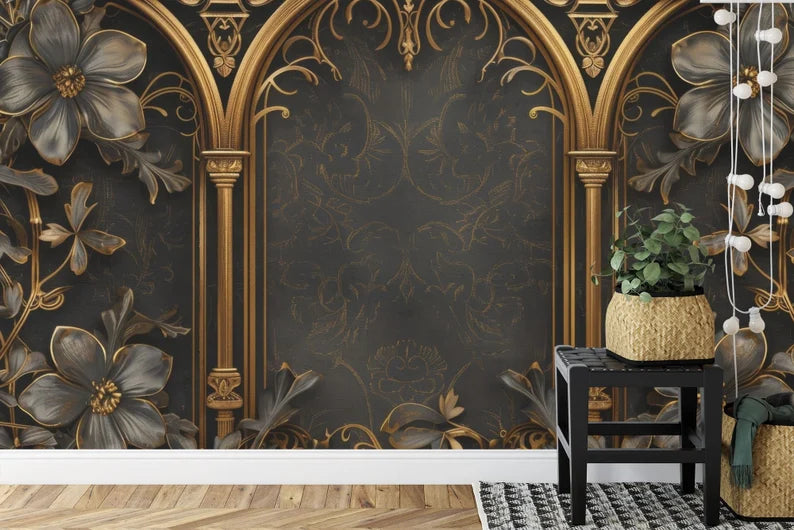 Gothic Floral Wallpaper Mural Art Print