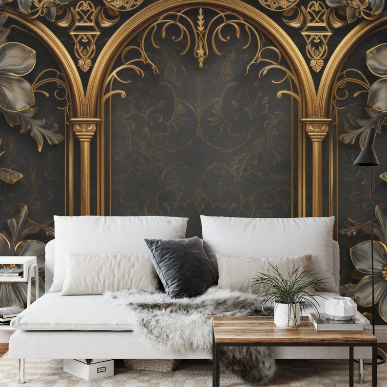 Gothic Floral Wallpaper Mural Art Print