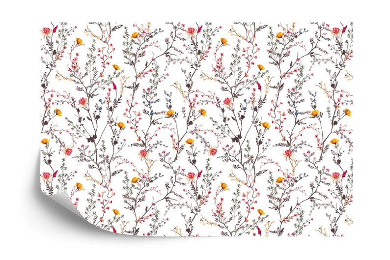 Complete nursery room transformation with cute flowers pattern wallpaper mural

