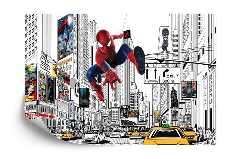 Superhero Comic City Wall Decal Sticker, Kids Room Decor