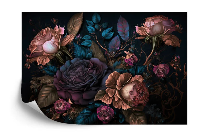 Baroque Peony Wall Mural, Rich Deep Colors Gift
