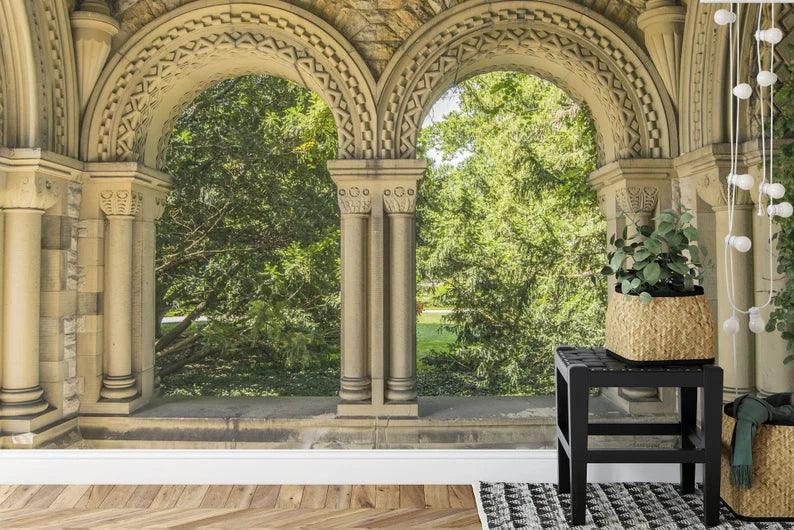 Stone Arch Garden View Wallpaper Mural Art Print