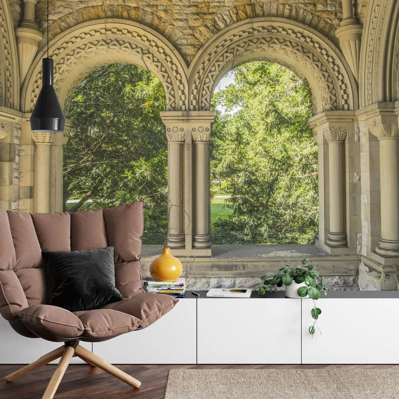 Stone Arch Garden View Wallpaper Mural Art Print