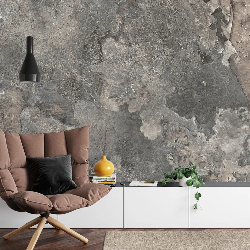 Cement Stone Wall Mural, Modern Home Decor