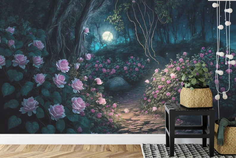 Enchanted Forest Wallpaper Mural, Fairy Blossom Wall Decal