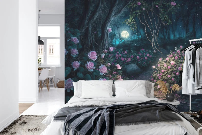 Enchanted Forest Wallpaper Mural, Fairy Blossom Wall Decal