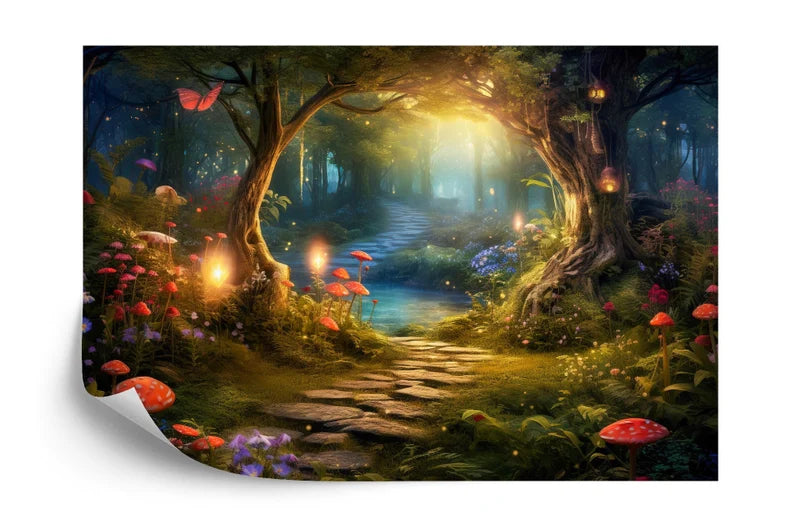 Enchanted Forest Mural, Luminous Mushroom Wall Decal