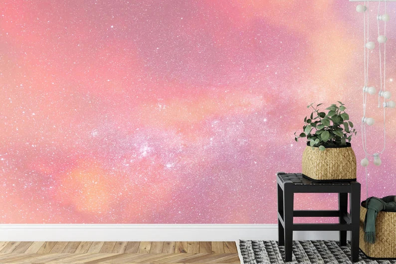 Pink Sky Wall Mural, Cloudy Evening Wallpaper