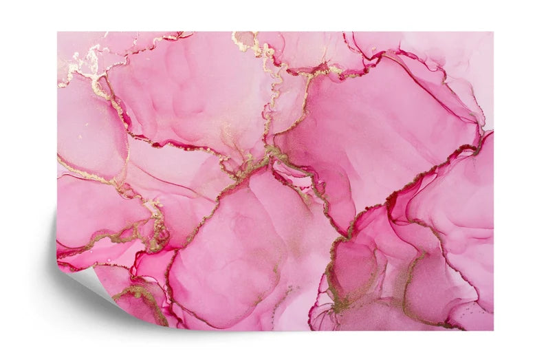 Pink Marble Watercolor Wallpaper Mural, Easy-Install