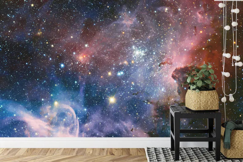 Galaxy Stars Wall Mural, Violet Azure Space