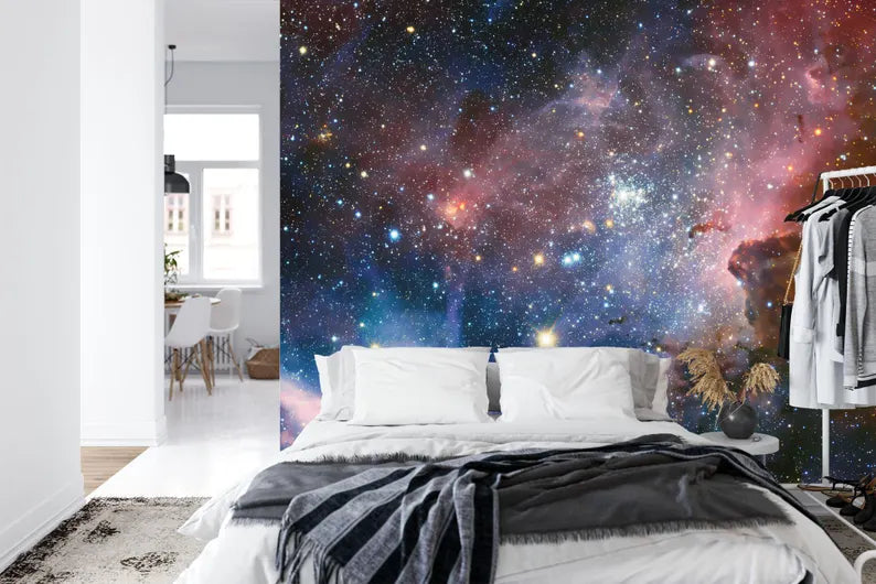 Galaxy Stars Wall Mural, Violet Azure Space