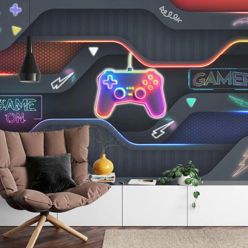 Gaming Room Wallpaper Mural, Wall Decal