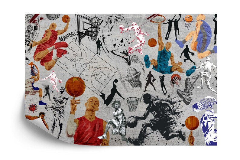 Graffiti Basketball Mural: Urban Street Art Print