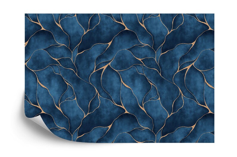 Modern, Blue Watercolor Lines Wallpaper Mural