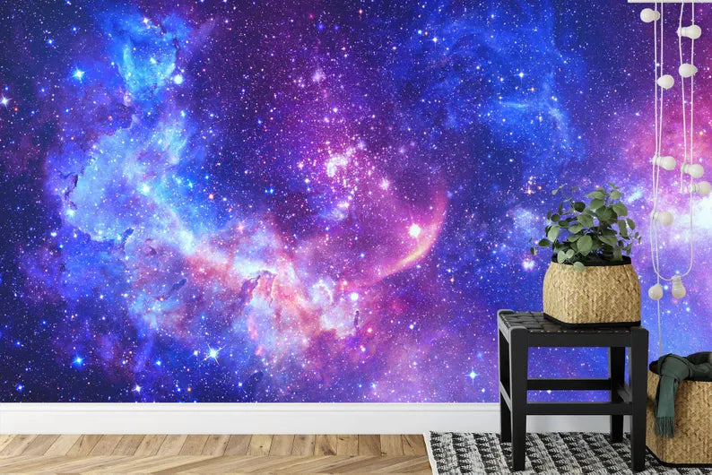 Galaxy Stars Peel and Stick Wall Mural – Violet Azure Space
