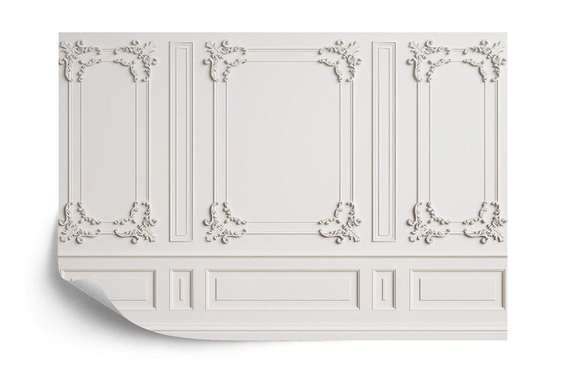 French Frame Wallpaper Mural, Retro Ornament Decor
