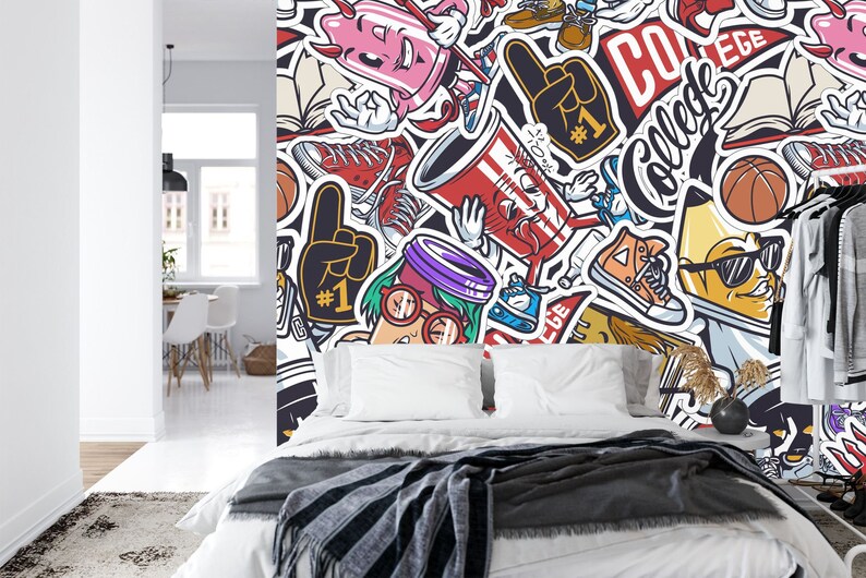 Graffiti Doodle Modern Teen Kids Room Decor