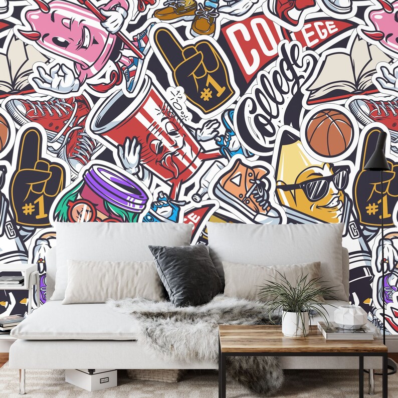 Graffiti Doodle Modern Teen Kids Room Decor
