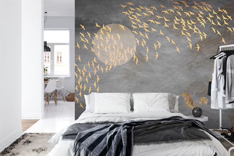 wallpaper mural close view focusing on illustration quality textures and visual depth for interior decoration wall decor wa