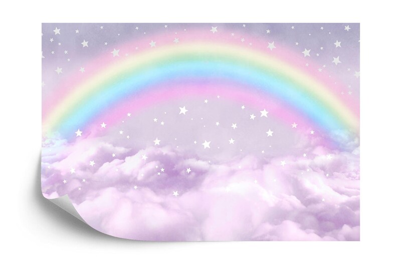 Rainbow Starry Sky Nursery Wallpaper Mural Art Print