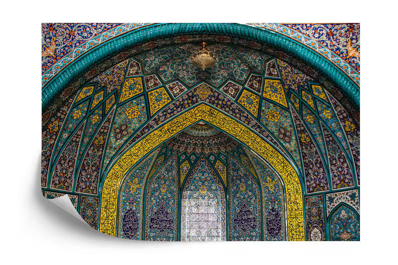 Persian Mosaic Art Mural, Islamic Wall Decal Art Print