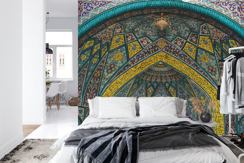 Persian Mosaic Art Mural, Islamic Wall Decal Art Print