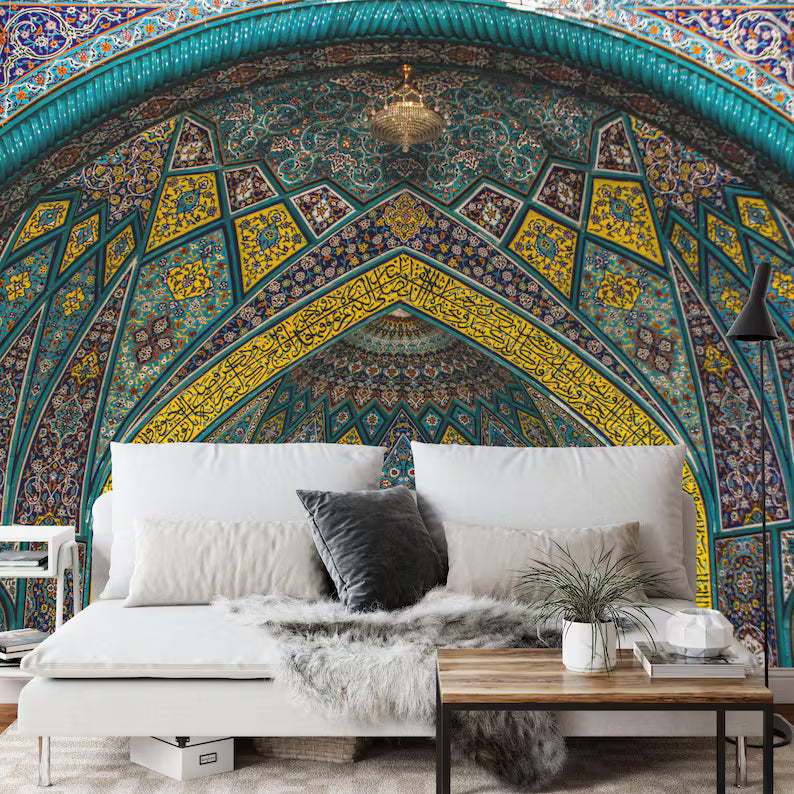 Persian Mosaic Art Mural, Islamic Wall Decal Art Print