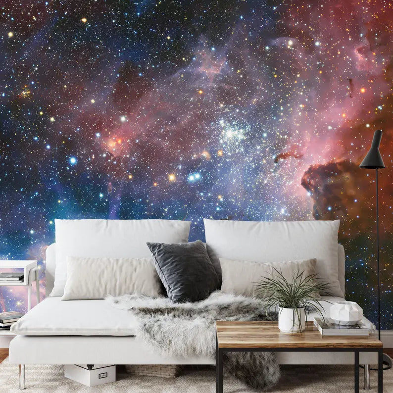 Galaxy Stars Wall Mural, Violet Azure Space