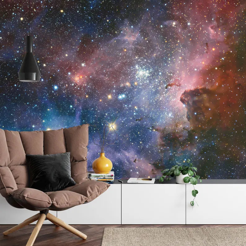Galaxy Stars Wall Mural, Violet Azure Space