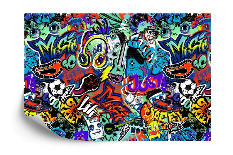 Graffiti Street Wallpaper Mural, Urban Art Print