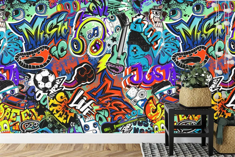 Graffiti Street Wallpaper Mural, Urban Art Print