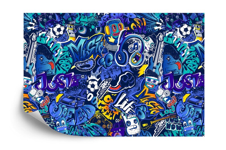 Graffiti Street Wallpaper Mural, Urban Abstract Art Print