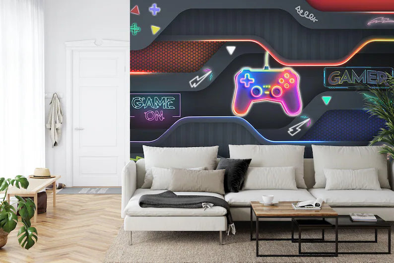 Gaming Room Wallpaper Mural, Wall Decal
