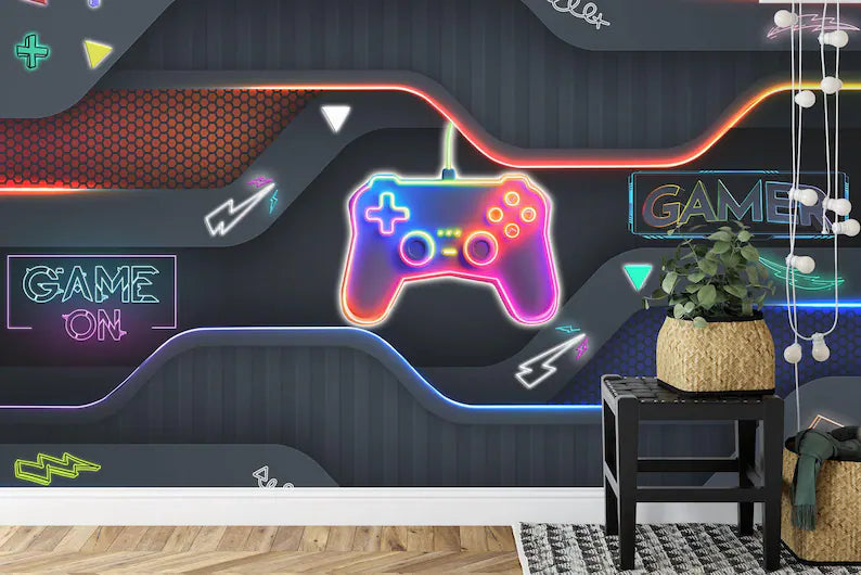 Gaming Room Wallpaper Mural, Wall Decal