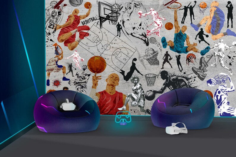 Graffiti Basketball Mural: Urban Street Art Print